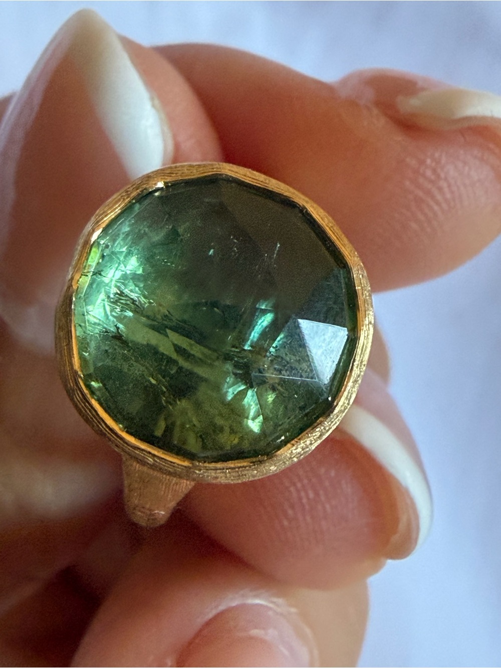 Marco Bicego Jaipur 18K Yellow Gold Green Tourmaline Rose Cut Ring Size 4.25 - Picture 9 of 16